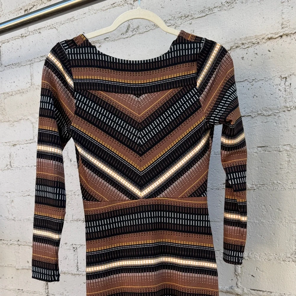 Maeve by Anthropologie Striped Wrap Midi Dress Brown Size XS - Picture 8 of 12